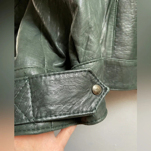 Vintage Oscar Leopold emerald green oversized soft leather full zip jacket Sz L - Picture 5 of 13